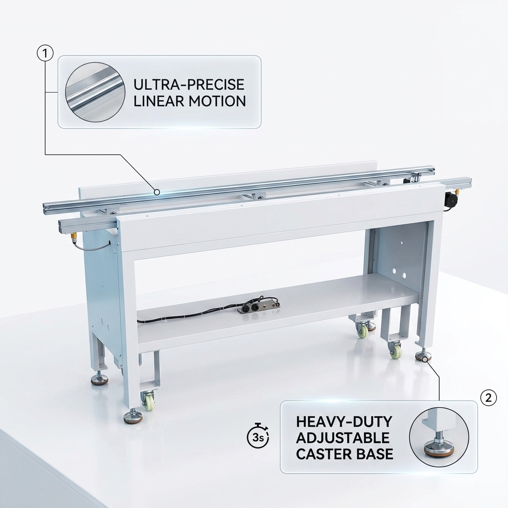 Single Lane SMT PCB Inspection Conveyor 50‑350mm Adjustable Width