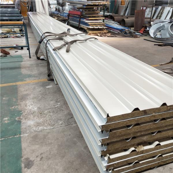 50mm ivory white 960mm fireproof rock wool sandwich insulated roof panels for steel structure buildings