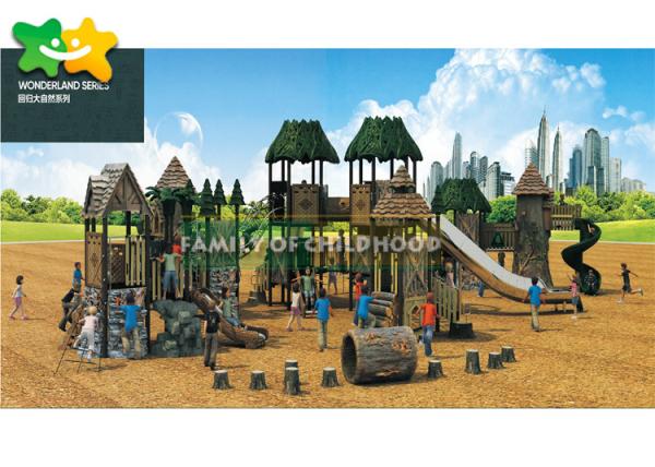 Anti Static Wooden Garden Slide , Childrens Wooden Slide Jungle Series  3-14 Years Old