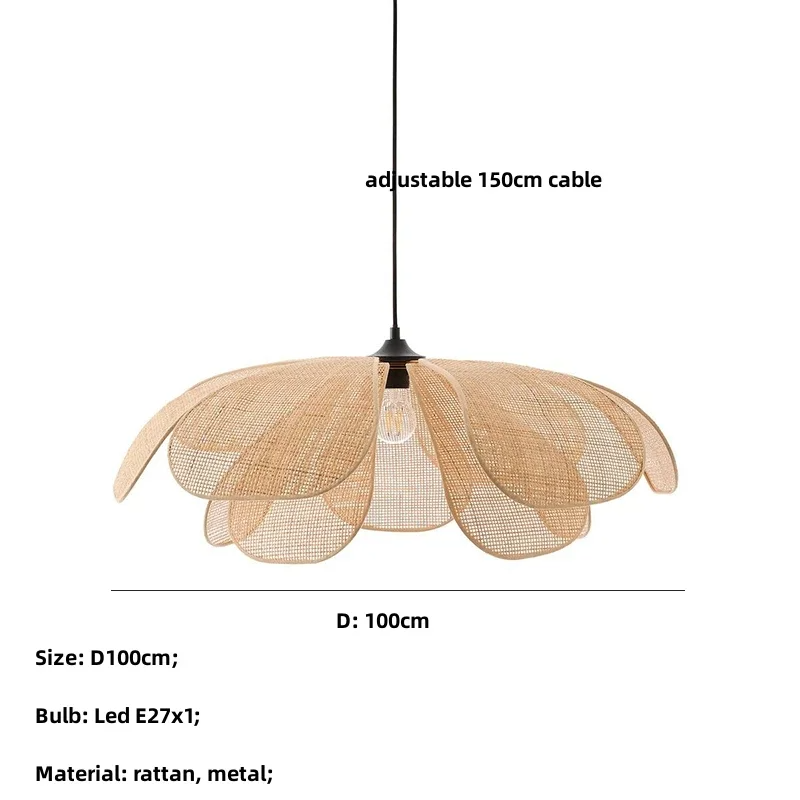 Restaurant Lighting Living Room Parlor Bar Decor Japanese Wicker Art Petal Pendant Light(WH-WP-141)