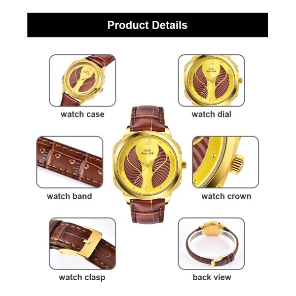 Fashionable Stainless Steel Genuine Leather Quartz Watch Elegant Luxury For Women