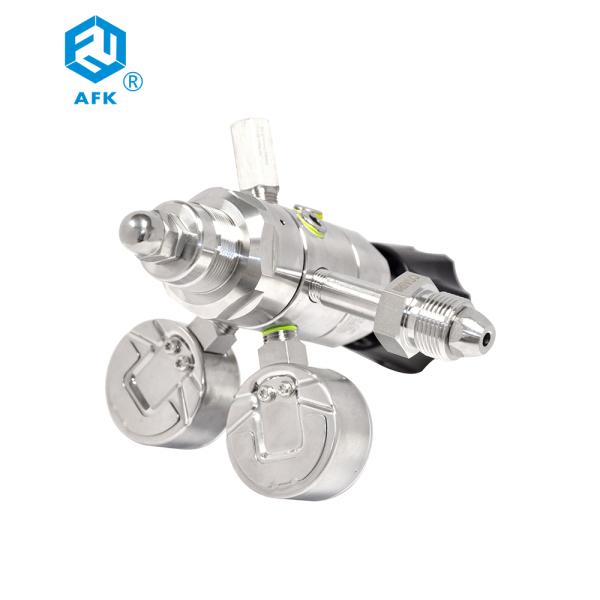 R31 Stainless Steel 316 Pressure Regulator 6 Hole Double Gauge 4000psi