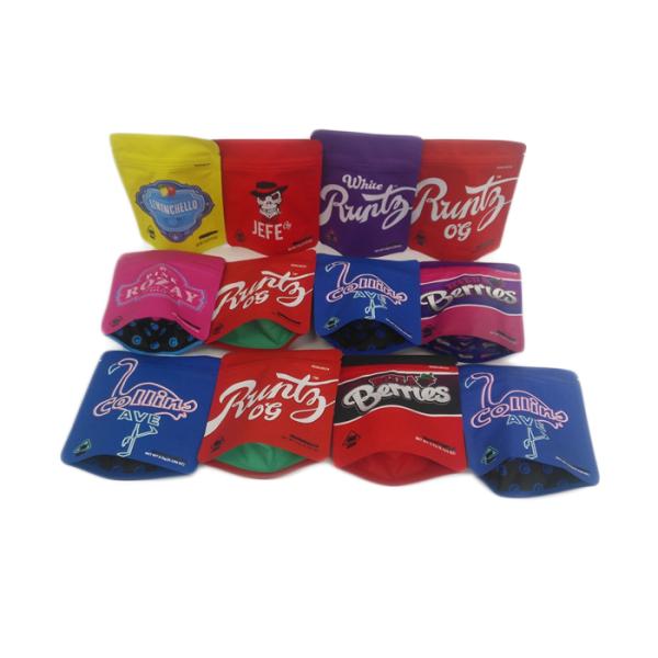 Las bolsas de plástico Ziplock de la hoja de la suave al tacto 3.5g huelen las galletas Jefe del mate 3.5g 7g Cannabies de la prueba que empaqueta aduana del bolso de Mylar