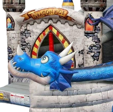 Super Print 0.55mm PVC Tarpaulin Inflatable Dragon Castle For kindergarten