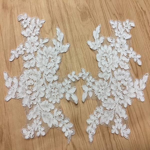 Jacquard Cord Eyelash  Lace Applique  for Wedding Bridal Dress
