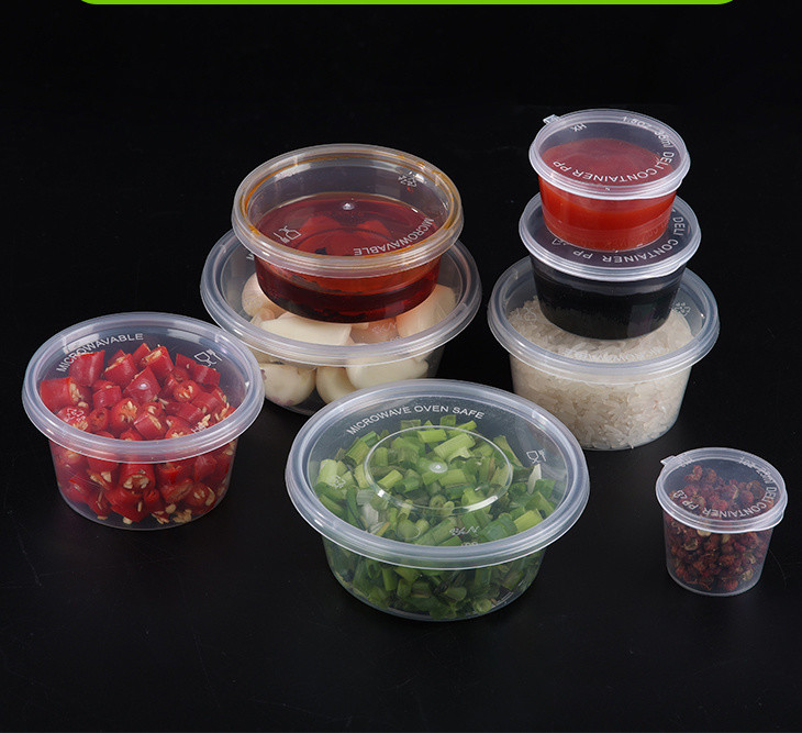 SGS Checked Competitive Disposable 1/1.5/2/3/4/5/6/8 Oz Food Grade Plastic Cup Sauce or Juice Separate PP Box with Lid