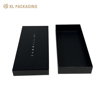 Caixa de embalagem de presente de papel preto de papelão Laminado brilhante tampa e caixa de presente base