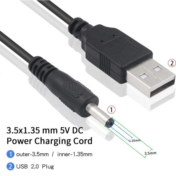 1 Meter USB Male to DC Barrel Jack 3.5mm 1.35mm Power Charger Cable for Router Speaker