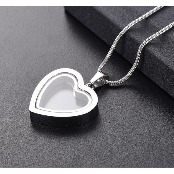Stainless Steel Heart Shape Cremation Pendant Necklace for Ashes/Hair Keepsake
