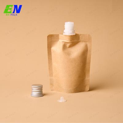 Custom Biodegradable Stand Up Bag Recyclable Liquid Laundry Cosmetic Shampoo Refill Packaging Kraft Paper Spout Pouch
