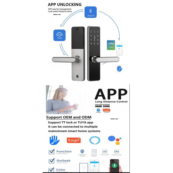 Умный дверной замок без ключа NFC / IC карта разблокировать сенсорный экран клавиатура гостиница APP