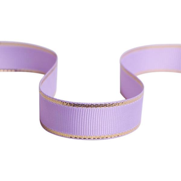 100% Polyester Double Face Metallic Gold Edge Grosgrain Ribbon for Flower Arrangement