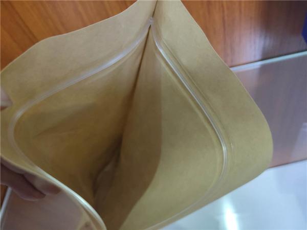 Food Packaging Kraft Paper Pouch , Kraft Stand Up Pouches Strong Sealing Strength