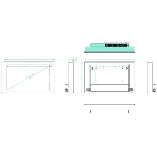 32 дюймовая промышленная встроенная сенсорная панель ПК Intel Celeron J4125 CPU 8 ГБ оперативной памяти 128 ГБ SSD