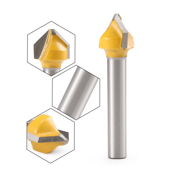 1/4 6 Shank Carbide 90 Degree ACM ACP Cutting Tools V Groove Router Bit for Aluminium
