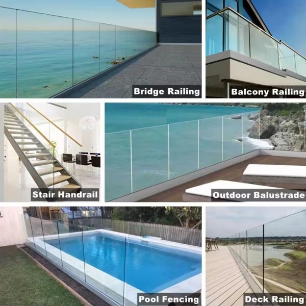 Aluminum U Channel Glass Railing with 10 Years Warranty and Max Centers 4000mm for Top Mounted Installation