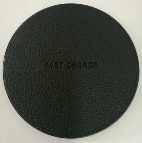 Fashionable Round PU Leather Desktop Wireless Phone Charger 5V 2A 9V 1.67A Input