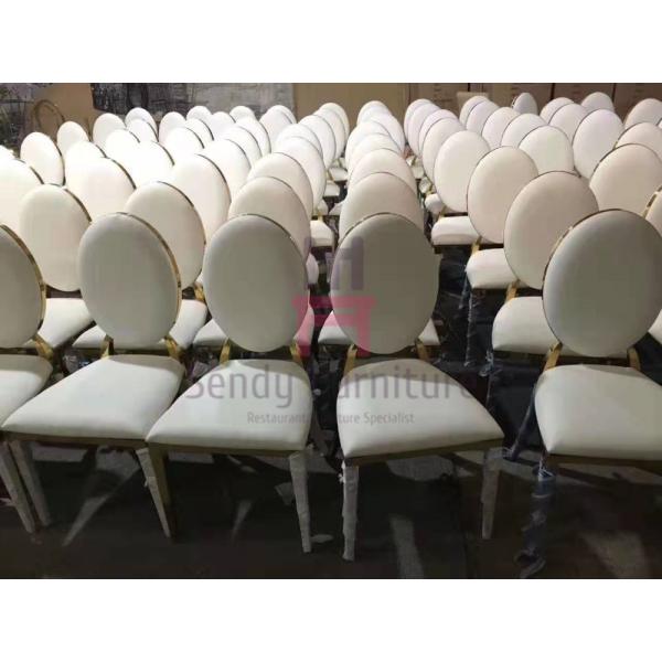 Gold / Silver / Chrome Stainless Steel Restaurant Chairs Leather / Velvet Round Back