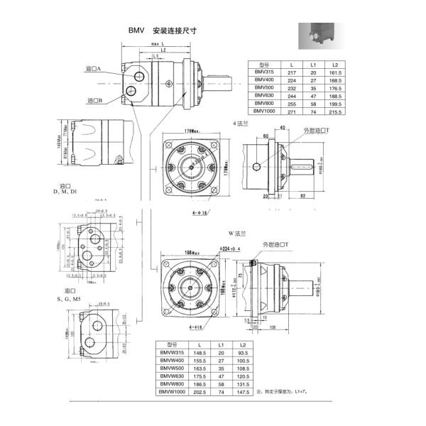BMV Geroler Orbital Motors Гидравлический двигатель 10000ml/r 400мм Ключевой вал Заменить Eaton Charlynn 10000 Моторы