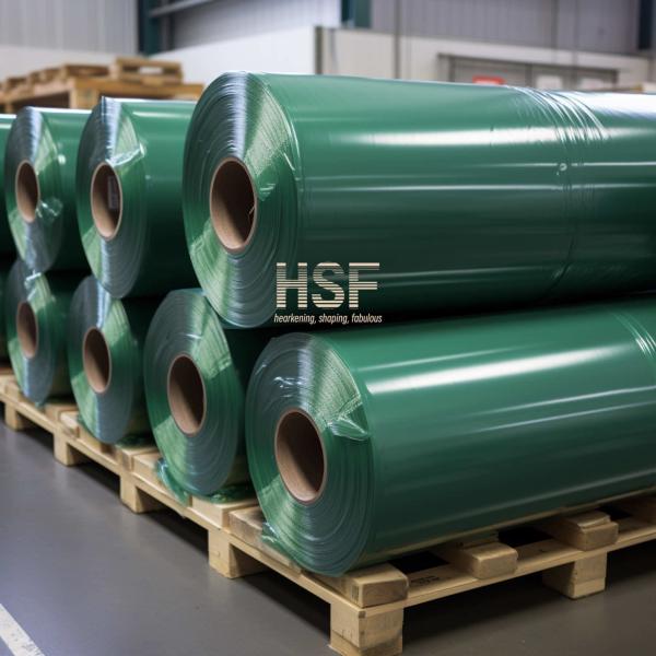 Film de libération de PE vert opaque de 120 μm, séché par UV en silicone, destiné à la protection et à l'emballage, aux bandes, à l'étiquetage et aux graphismes