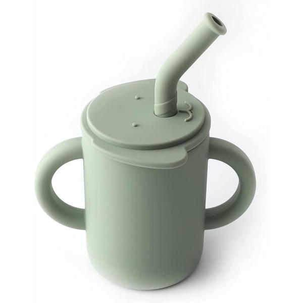 Microwaveable чашка младенца продукта кухни силикона с соломой многоразовой