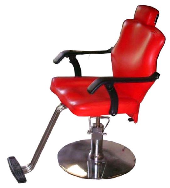 Hydraulic Pump Red Barber Chairs Round Base For Cutting Hair , Pu Armrest