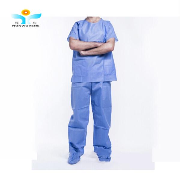 YIHE Thread sewing Disposable Protective Suits , SMS Scrub Suit With Collar