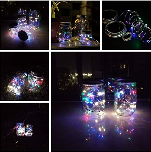 Waterproof Multicolor 30LEDs 1.2V Mason Jar Lid Solar Lights