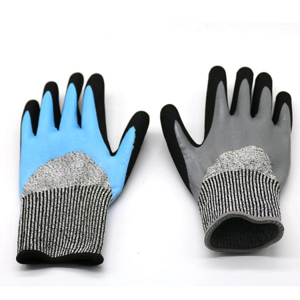 ZM Level 5 Grade Cut Resistant Glove En 388 Grease Resistance Gloves Double Nitrile Glove Coating Oil And Water Proo
