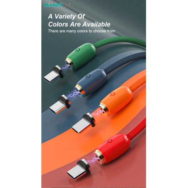 Stable Antiwear Magnetic USB Data Cable , Liquid Silicone Magnetic 360 Charging Cable