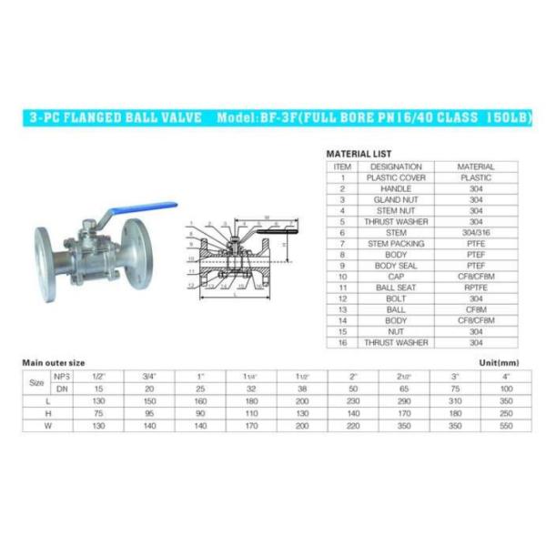 4 Inch CF8M Flanged Ball Valve , Anti - Static 3 Way ISO 5211 Ball Valve