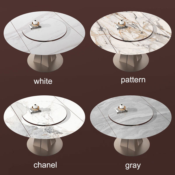 120cm вращать Turntable обеденного стола и стульев 4 до 6 4 5 6 Seater белый круглый Extendable