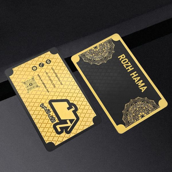 Personalized Luxury Black Visiting Business Card Gold Metallic Credit Card Printing Custom With Logo and Qr Code