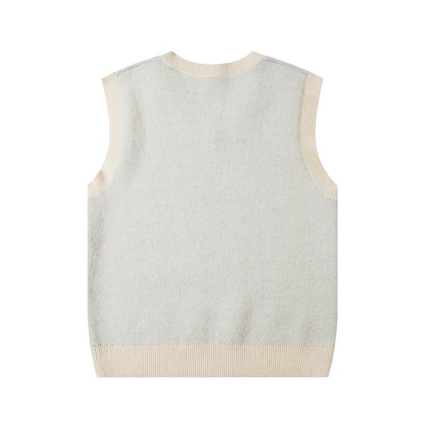 Men's Sunflower Custom V-neck Pullovers Sweater Knitted Vest Sleeveless Jacquard Jumpers