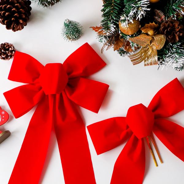 Arcos de fita de veludo vermelho 22*32cm para decoração de embalagem e aniversário