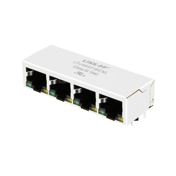 LPJ46401BENL 10/100 Base-T Tab Down Green/Yellow LED 1x4 Port RJ45 Filter Connector Module