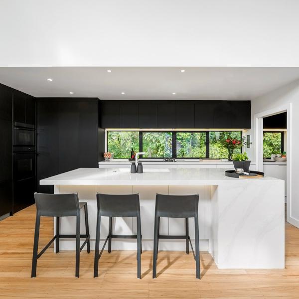 Custom Black And White Modular Kitchen Cabinets Modern Lacquer Luxury