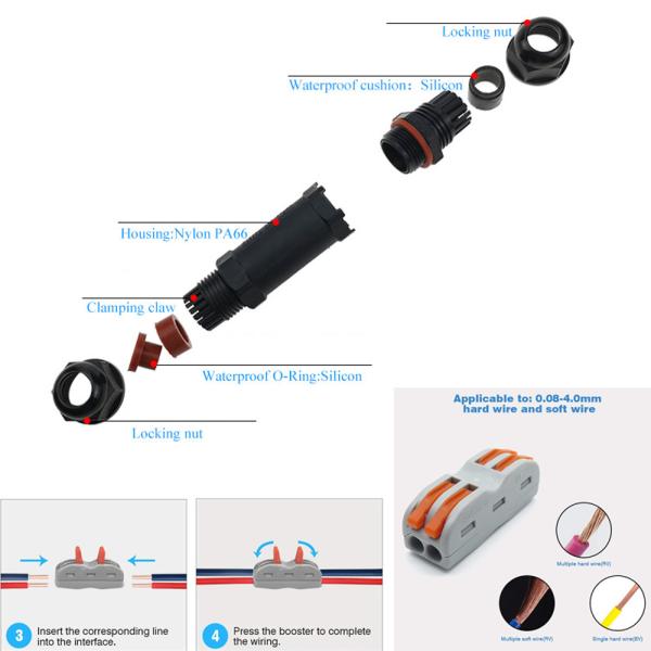 Electrical Wire Cable Glands Lighting Connectors IP68 Waterproof for LED light