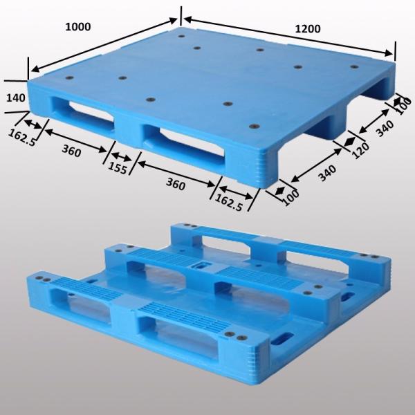 1200*1000*140mm Anti-Slip Flat Deck Reinforced Plastic Pallet with HDPE Virgin Material