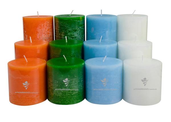 Colorful Scented White Religious Beeswax Pillar Candles Gift Decorative D3.6CM
