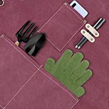 Gardening Work Garden Tools Storage Aprons Waterdrop Resistant Cotton Canvas Cross Back Adjustable Apron