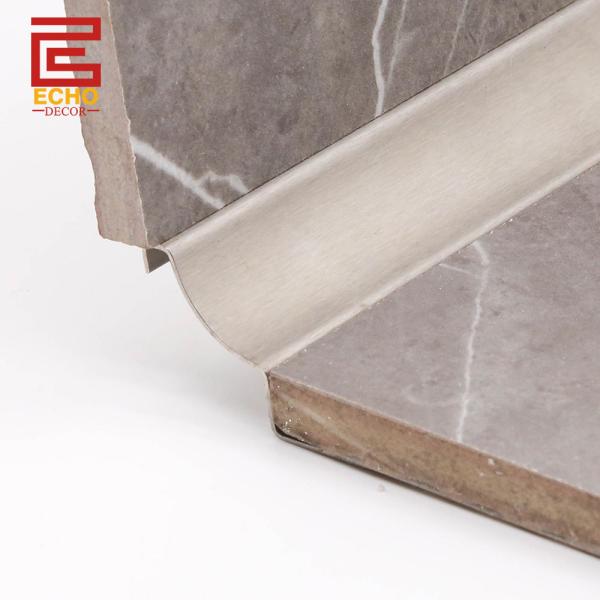 Pared de acero inoxidable bordado de azulejos redondo de metal en el interior de la esquina bordado de azulejos de borde