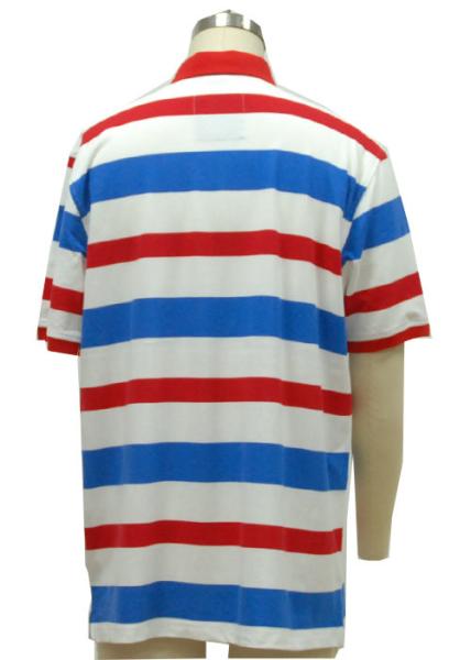 Customized Yarn Dyed Polo T Shirts , Red White And Blue Striped Polo Shirt