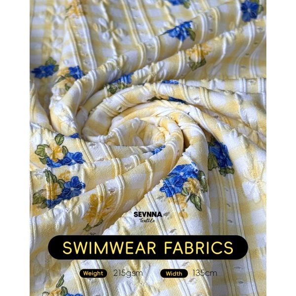 215gsm 92%Recycled Nylon + 8%Spandex Textured Swim Fabric RN-2419