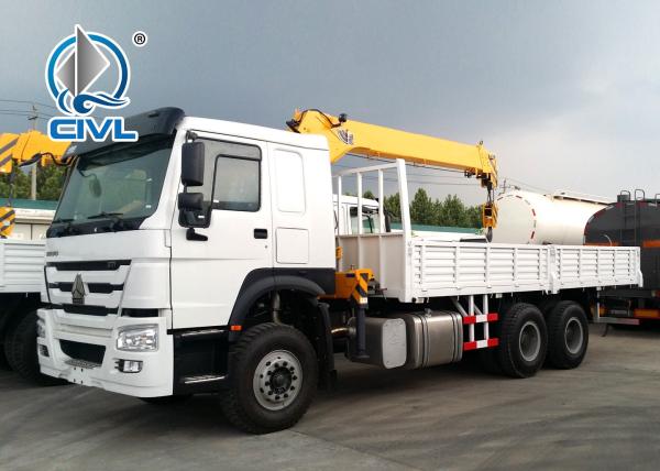 Heavy Duty 12 Ton Truck Mounted Telescopic Crane 6x4 LHD Truck Cargo Lift