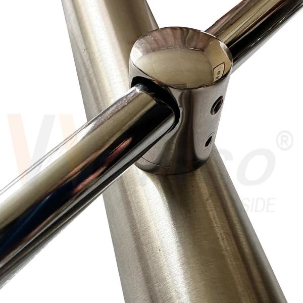 SS 304 316 Balustrade Fittings Mirror Satin Cross 1/2'' 16mm 19mm Porta-barras de aço inoxidável para tubos de 38,1mm 44,4mm 2'