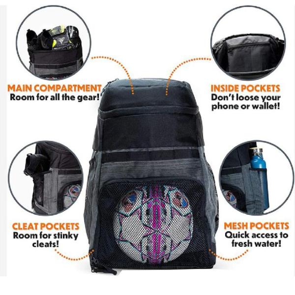 Sac à dos occasionnel de ballon de football de polyester d'OEM avec Mesh Pockets