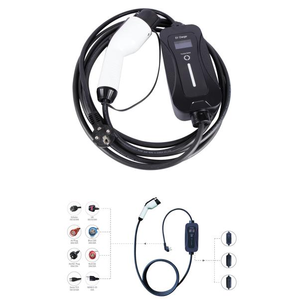 Самый лучший Saej 1772 Mode2 16A портативный зарядка электромобиля электрическое зарядное устройство электрическое зарядка