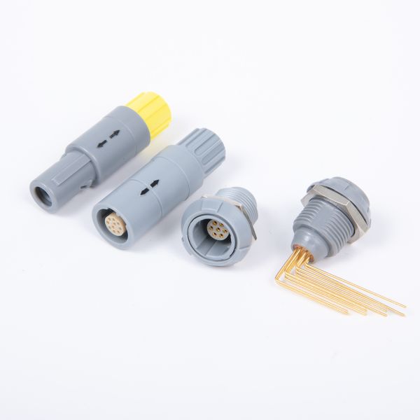 LEMO Redel ODU compatible circular push pull connectors with 2-26 Contacts IP50 to IP65 Rated and Gold Plated Brass Contacts plastic shell for Medical Devices