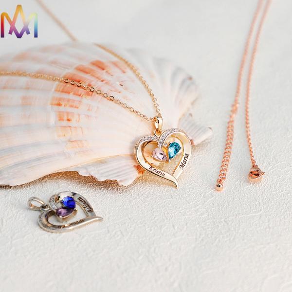 Навсегда совместно ожерелье привесных женщин сердца 22x33MM выгравированное